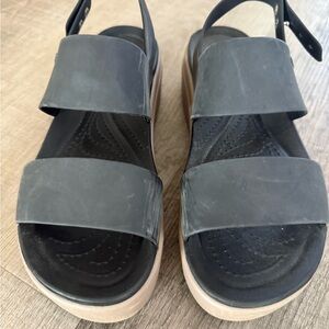 CROCS Women's Black and Tan Sandals